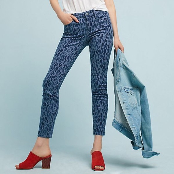 Anthropologie pilcro blue animal print jeans 27 - Picture 1 of 8